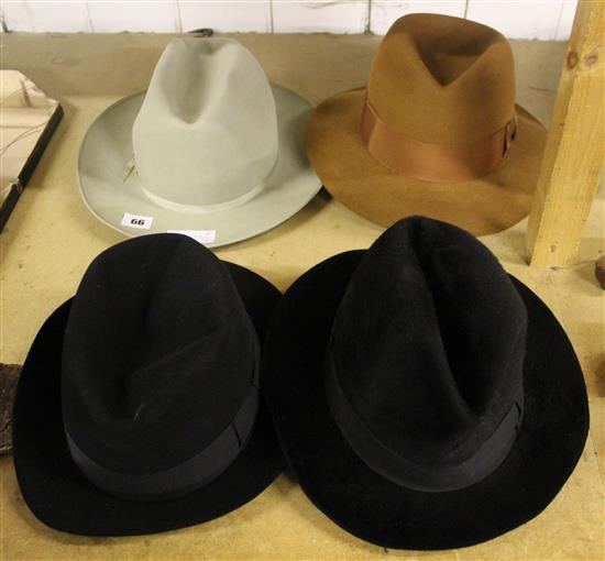 2 felt Homberg gents hats & 2 others